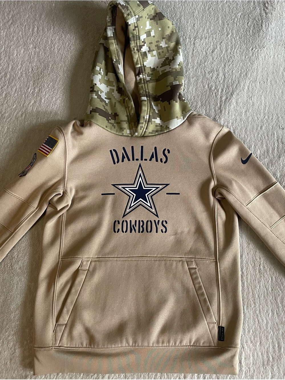 Nike Dallas Cowboys Hoodie Youth M 10/12 NFL On Field Camo Military Salute